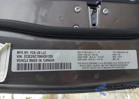 2022 Dodge Charger R/T from USA, damaged, VIN 2C3CDXCT8NH261335